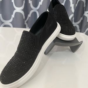 Madden Girl black slip on sneakers with rhinestone